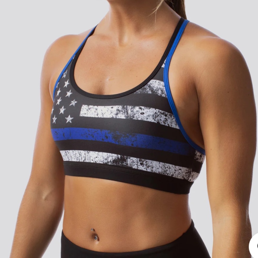 Women’s Born Primitive Warrior Thin Blue Line sports bra. Medium.